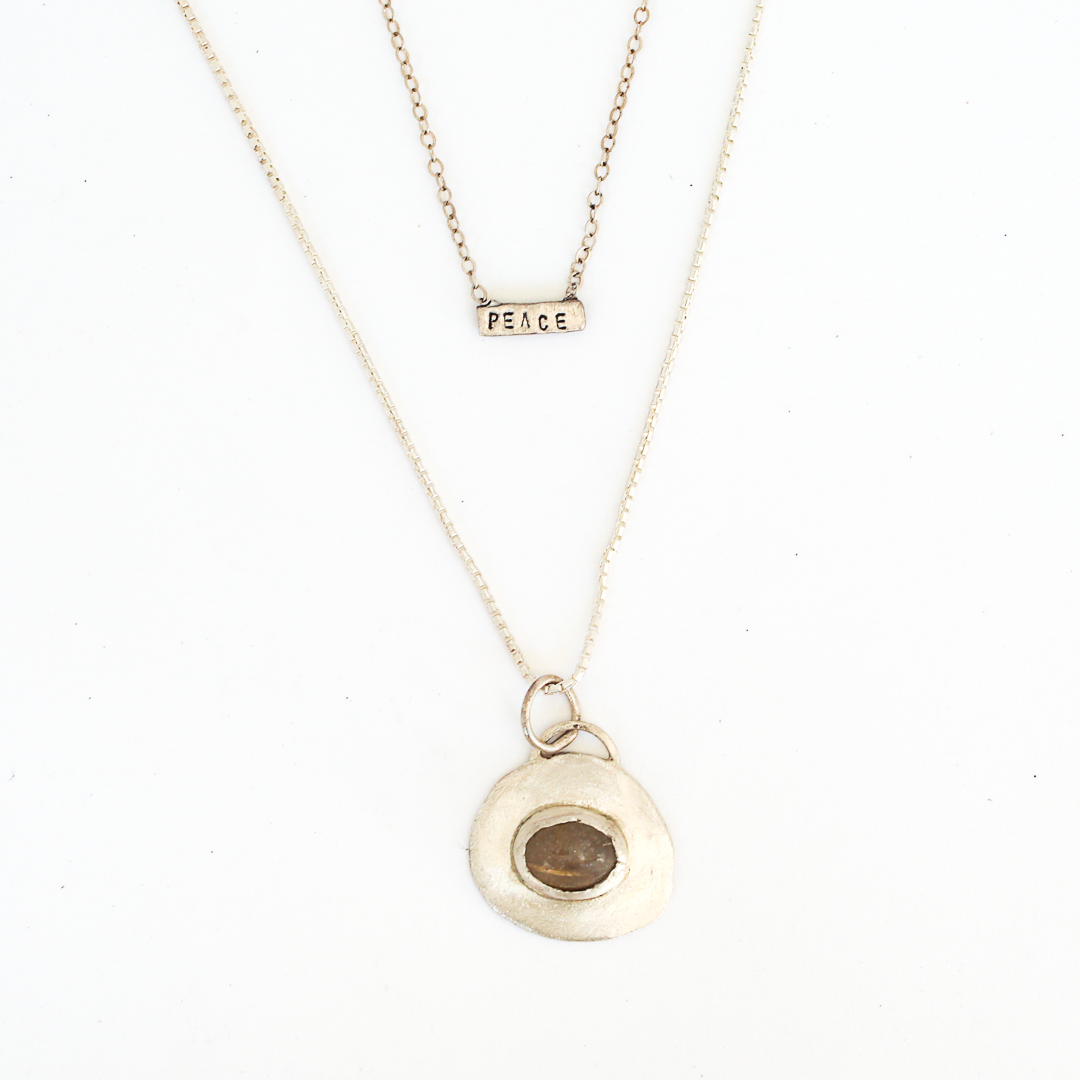 One of a Kind Rutilated Quartz Carved Flower Necklace.