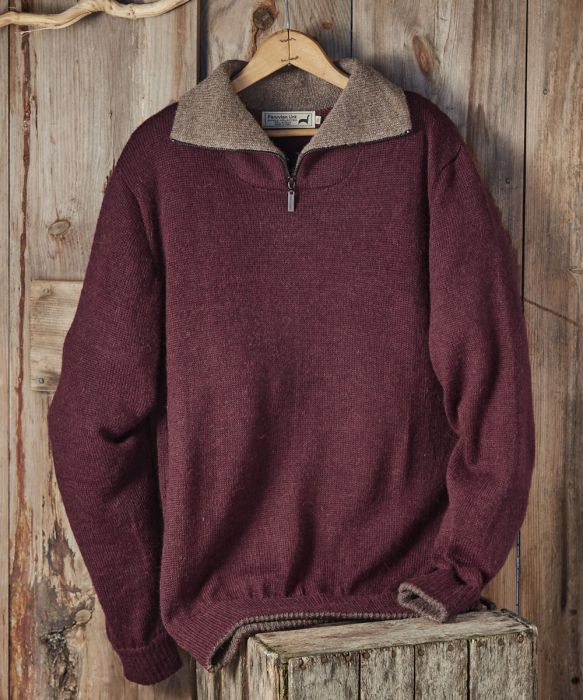 MEN'S ZIPPER ALPACA SWEATER