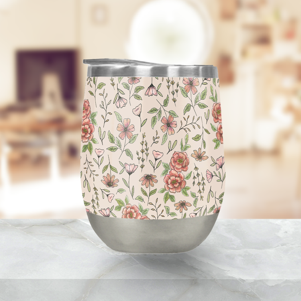 Spring Floral Stemless Wine Tumbler