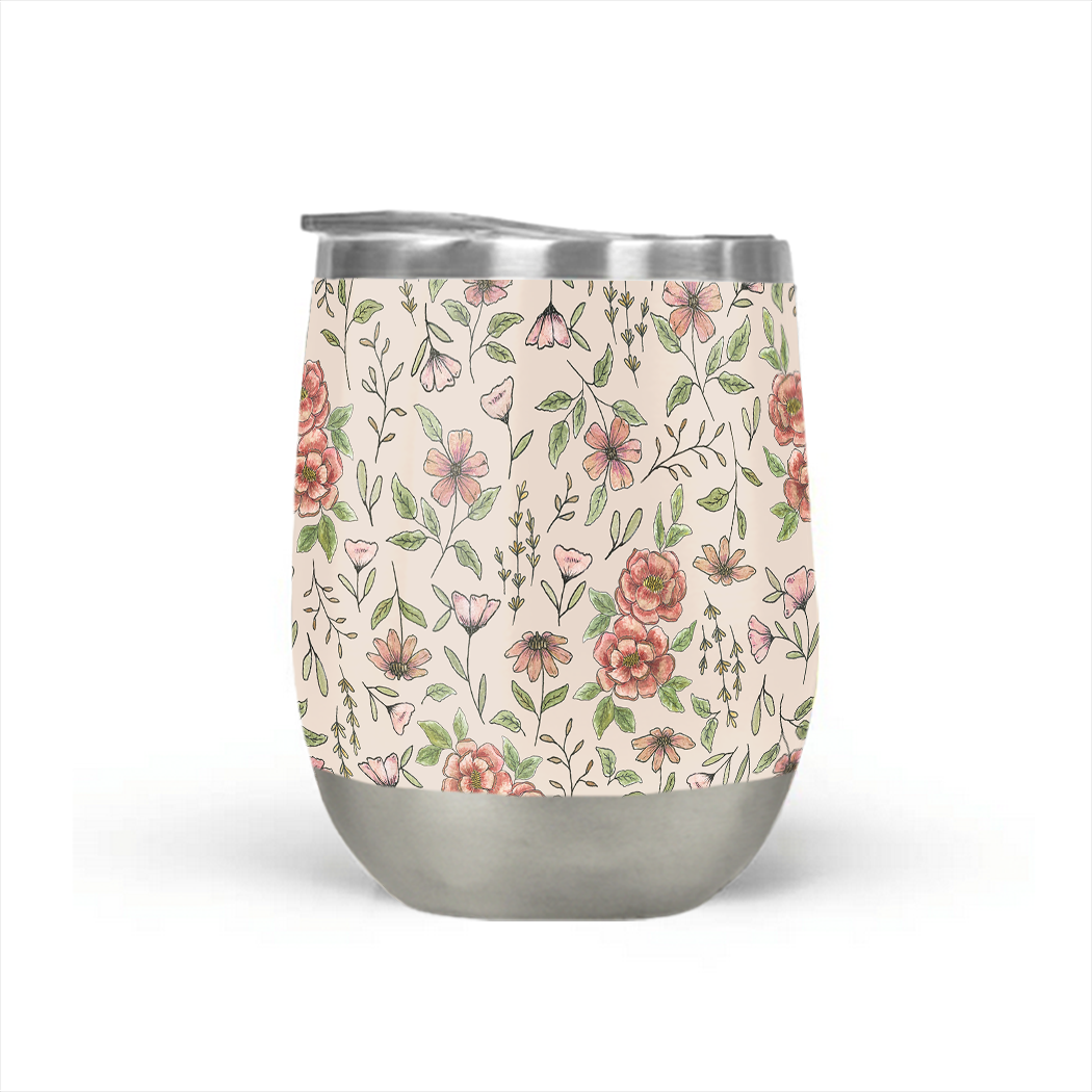 Spring Floral Stemless Wine Tumbler