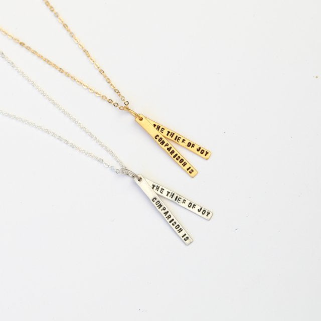 "Comparison is the Thief of Joy" -Theodore Roosevelt quote necklace