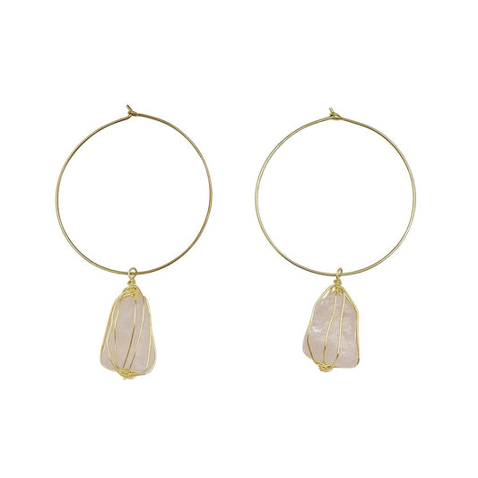 Rose Quartz Hoops