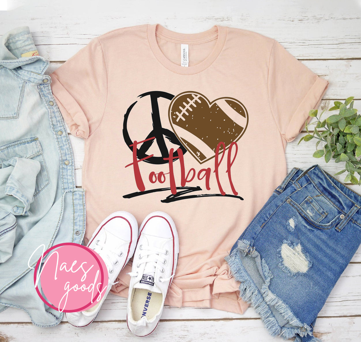 Peace Love Football T-shirt